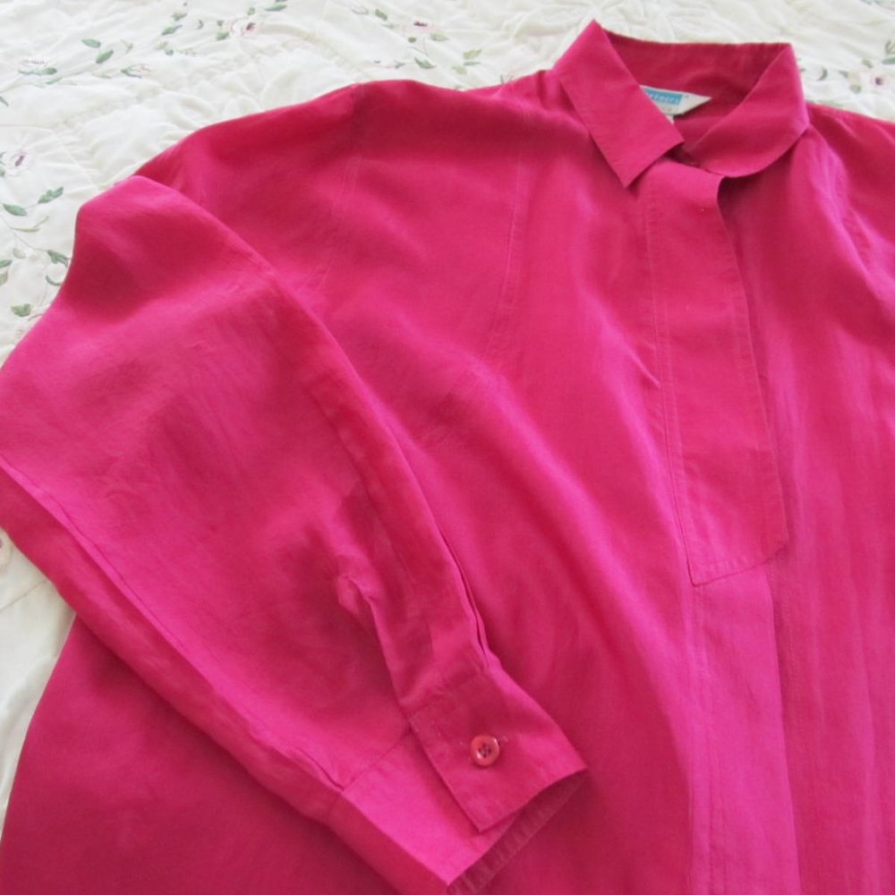 Pink Raspberry Silk Blouse - Picture 2 of 2